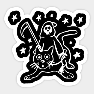 Grim Reaper Black Cat with Stars Sticker